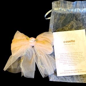 Curried Myrrh Bohemian “Cosette” Pale Pink Taffeta Bow Barrette New WithTag